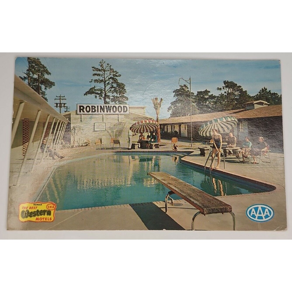 Vintage Postcard The Best Western Motel Robinwood Lodge, Houston TX June 5, 1952